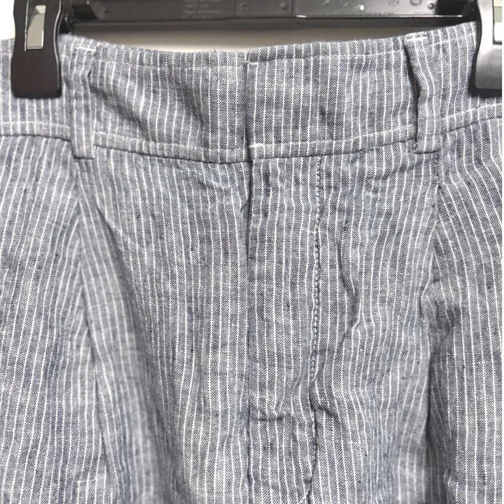 Everlane The Linen Way-High Drape Pant Striped Blue Chambray Wide Leg 6